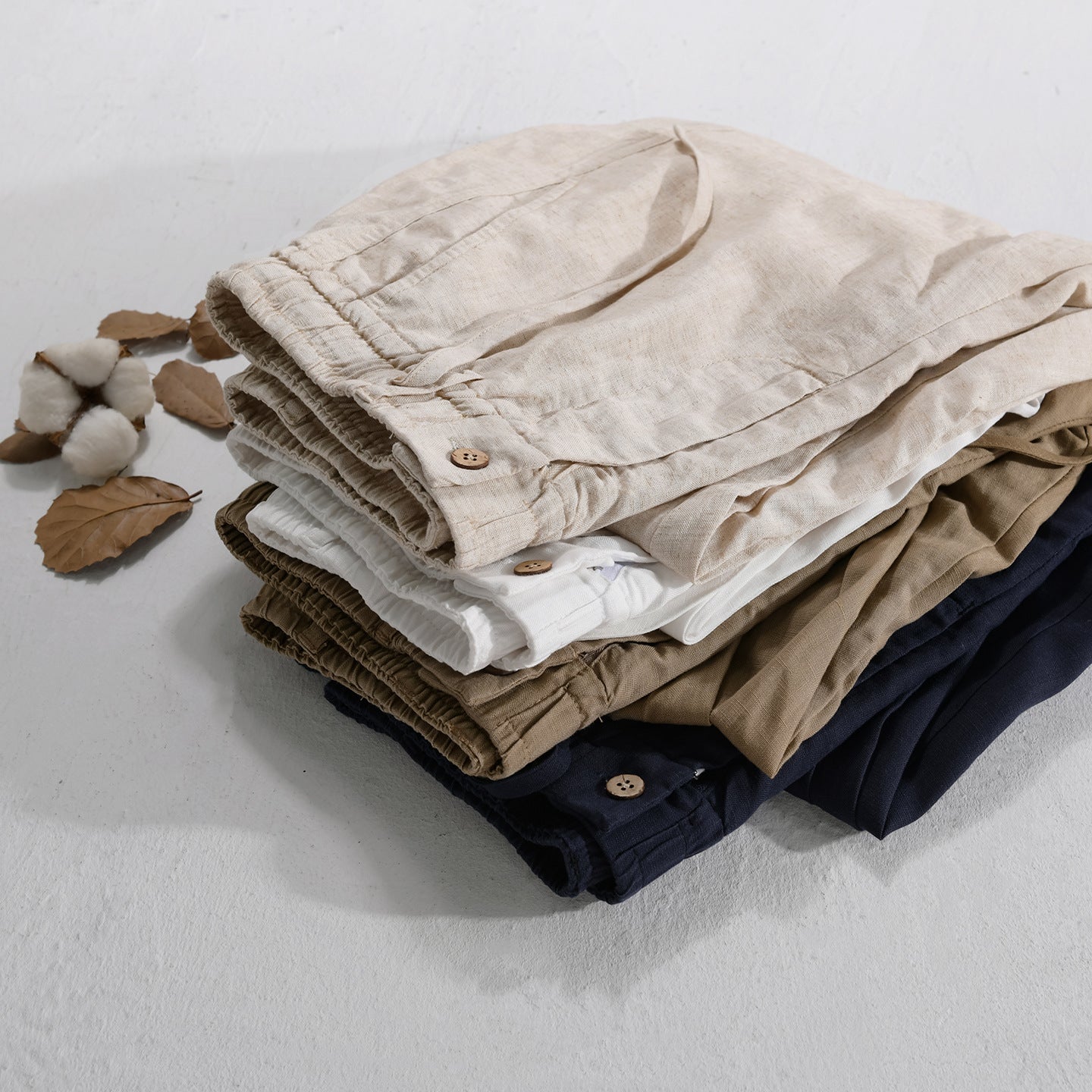 Men's Drawstring Casual Linen Straight-leg Pants