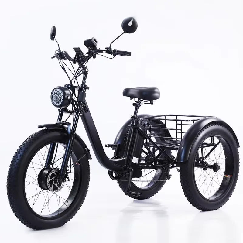 24 Inch Tire Electric Bike 750W 48V Powerful Three-Wheel Cargo Electric Tricycle for Adults and Elderly with Removable