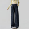 Dark Blue Fade-Resistant Wide-Leg Rayon Straight-Leg Maternity Jeans