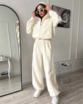 Women's Sportswear Set Solid Color Cardigan Set