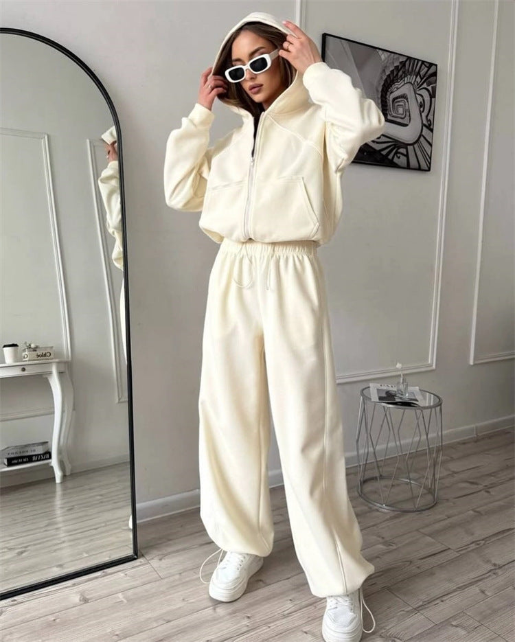 Women's Sportswear Set Solid Color Cardigan Set
