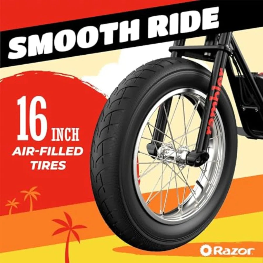 Electric bike for teens and adults, aluminum frame, black, 350W motor with 16-inch tires and 36V battery for up to 15.5 MPH spe