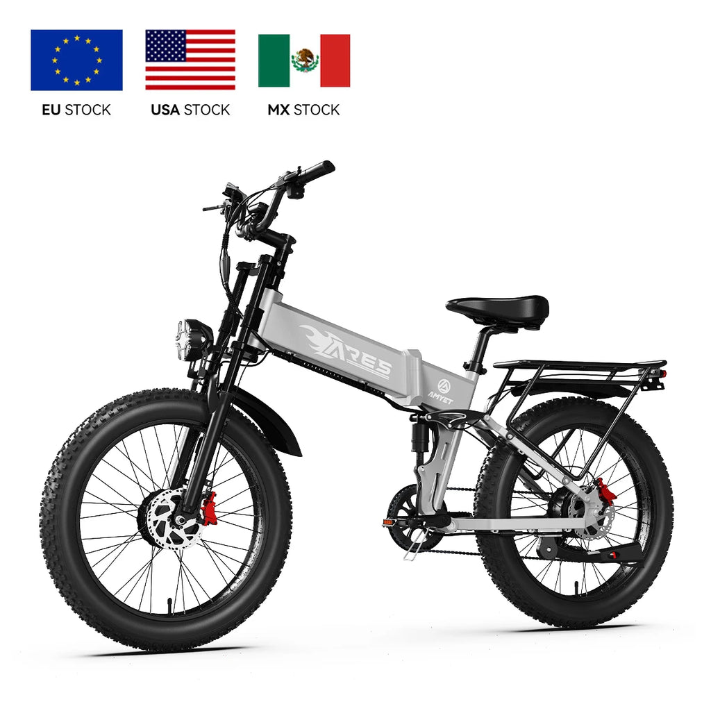 AMYET US Stock Folding Electric Bicycle 750W 52V 24Inch Electric City Bike Foldable Daul Motor Electric Bike