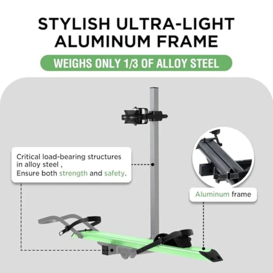 Bike Rack for Electric Bikes: 100LBS Capacity Aluminum Mount for Cars SUVs Vans RVs Trailers with 2 Receiver, Supports 5 Fat Ti