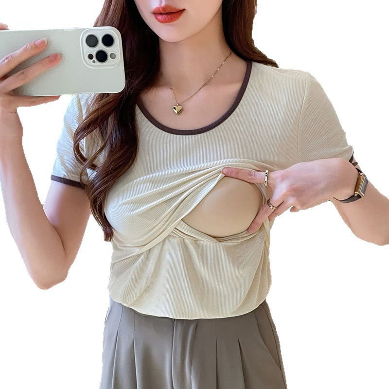 Women's Versatile Slimming Cotton Nursing T-Shirt