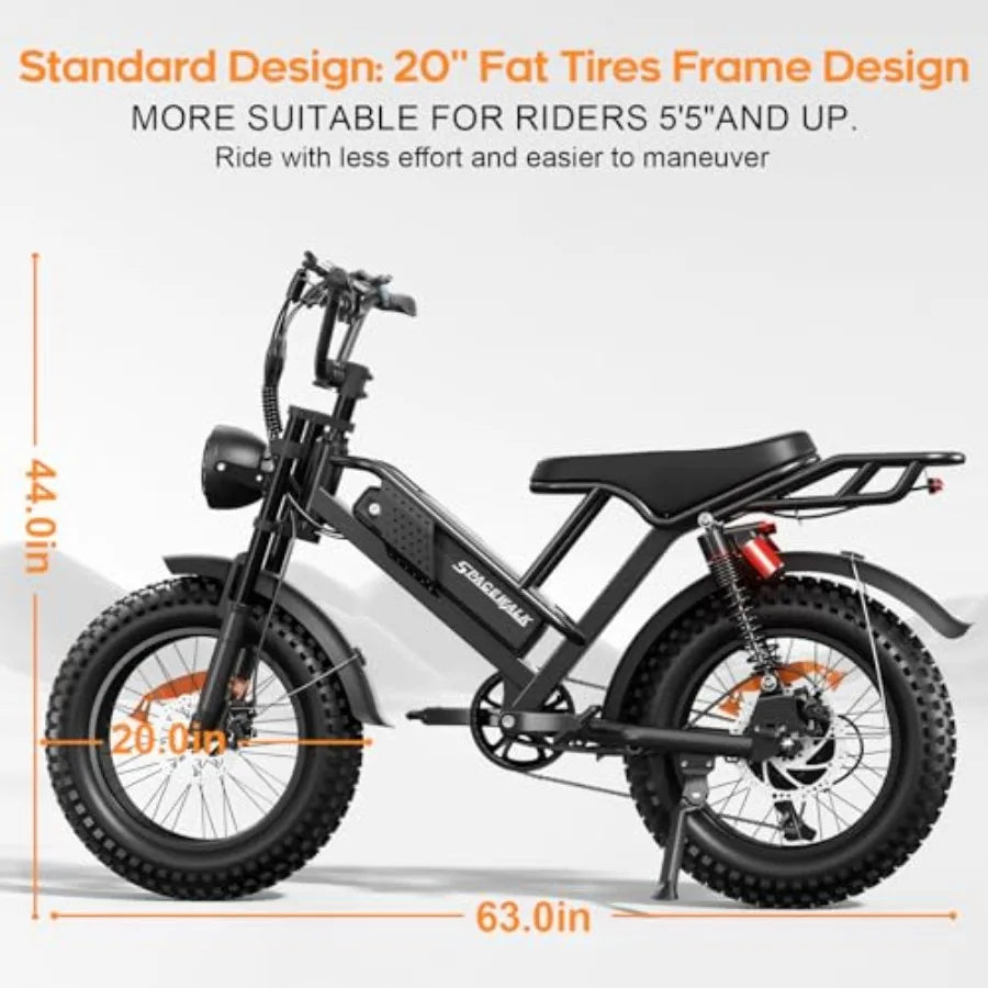 Spacewalk Electric Bike M6/M7 for Teens/Adults: 16/20 ebike, 1500W peak motor, 21.7mph/27.9mph, 48V 15Ah removable battery, 4X