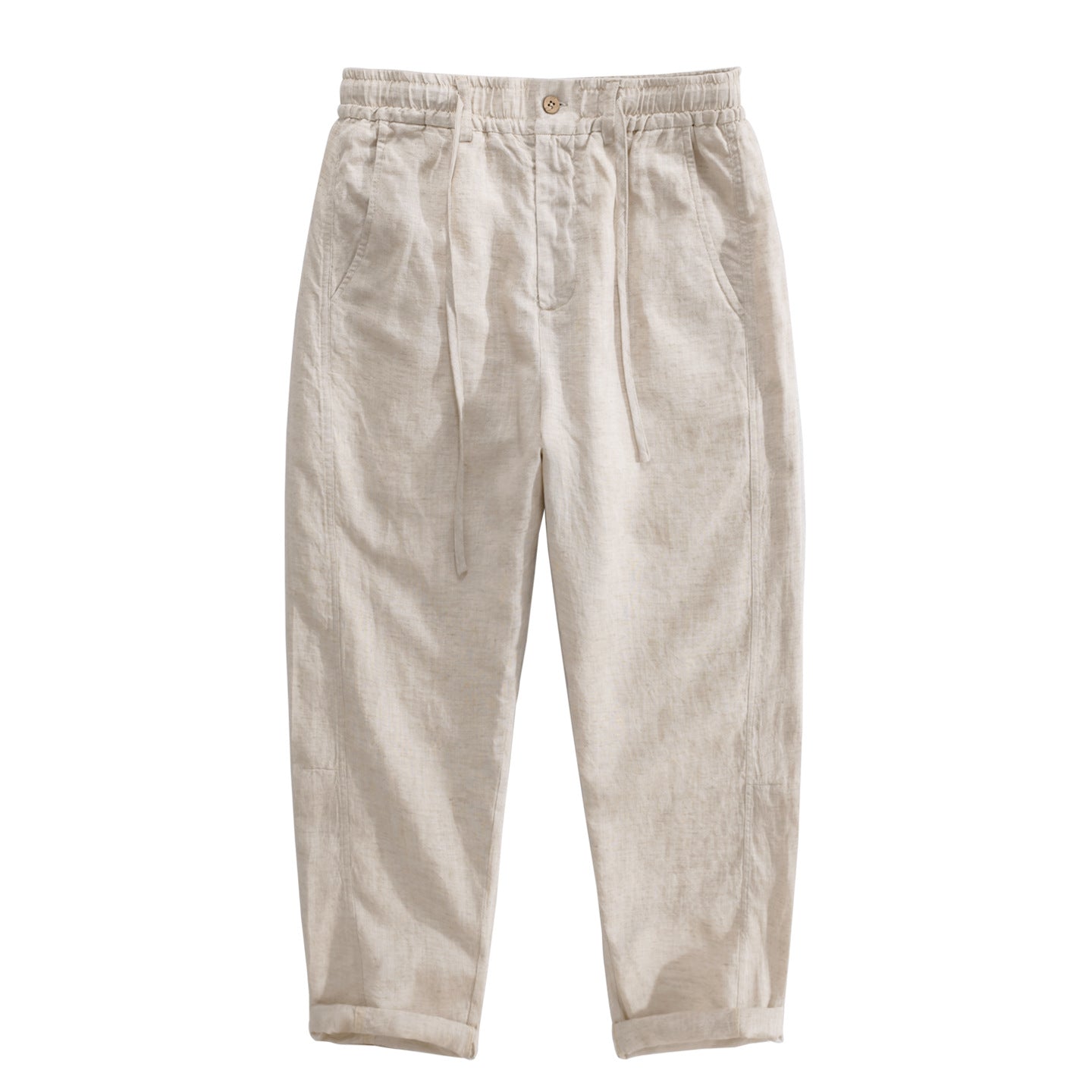 Men's Drawstring Casual Linen Straight-leg Pants