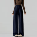 Lightweight Outerwear Belly-Free Lyocell Tencel Linen Drawstring Wide-Leg Pants