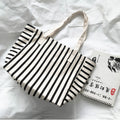 Striped Canvas Bag For Women  Single-shoulder  Large Capacity  For Students