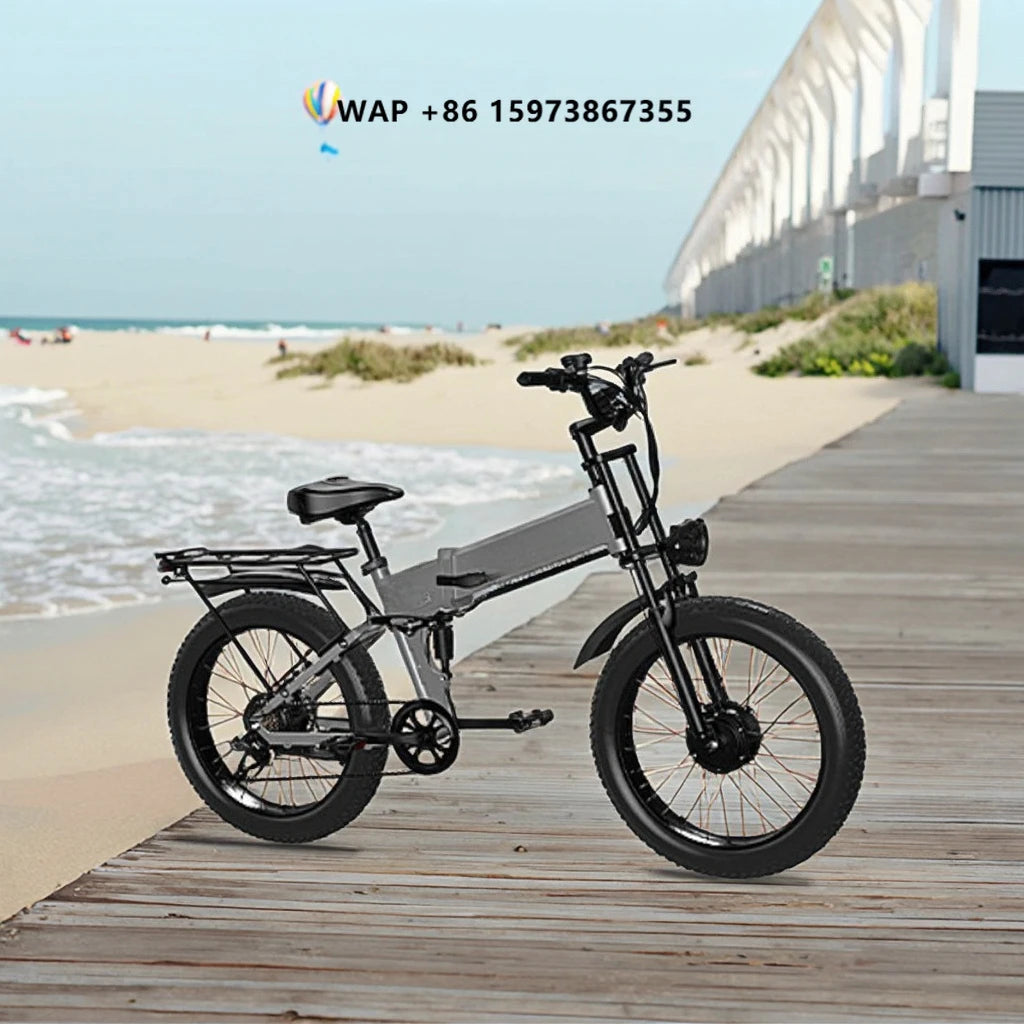AMYET US Stock Folding Electric Bicycle 750W 52V 24Inch Electric City Bike Foldable Daul Motor Electric Bike