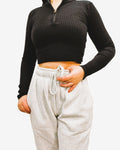 Jersey zip-up long-sleeved sweater