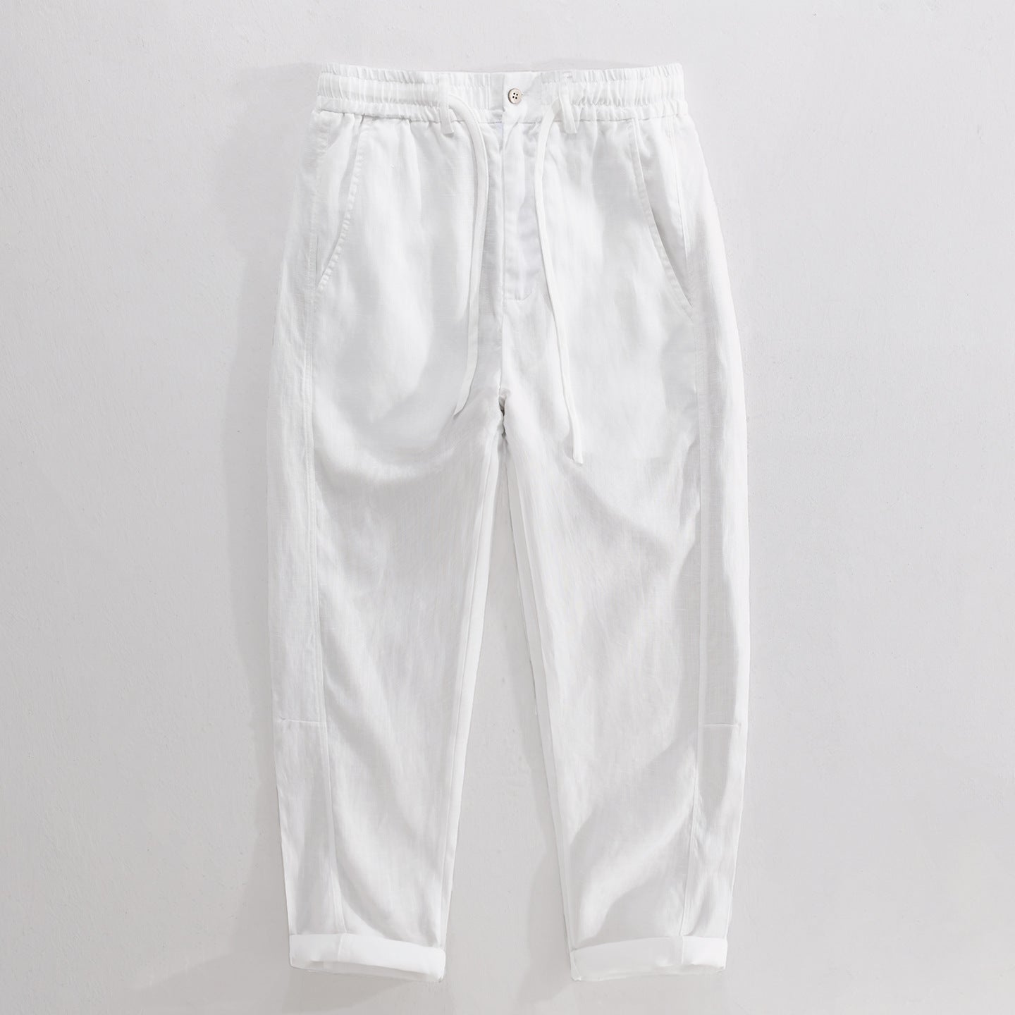 Men's Drawstring Casual Linen Straight-leg Pants