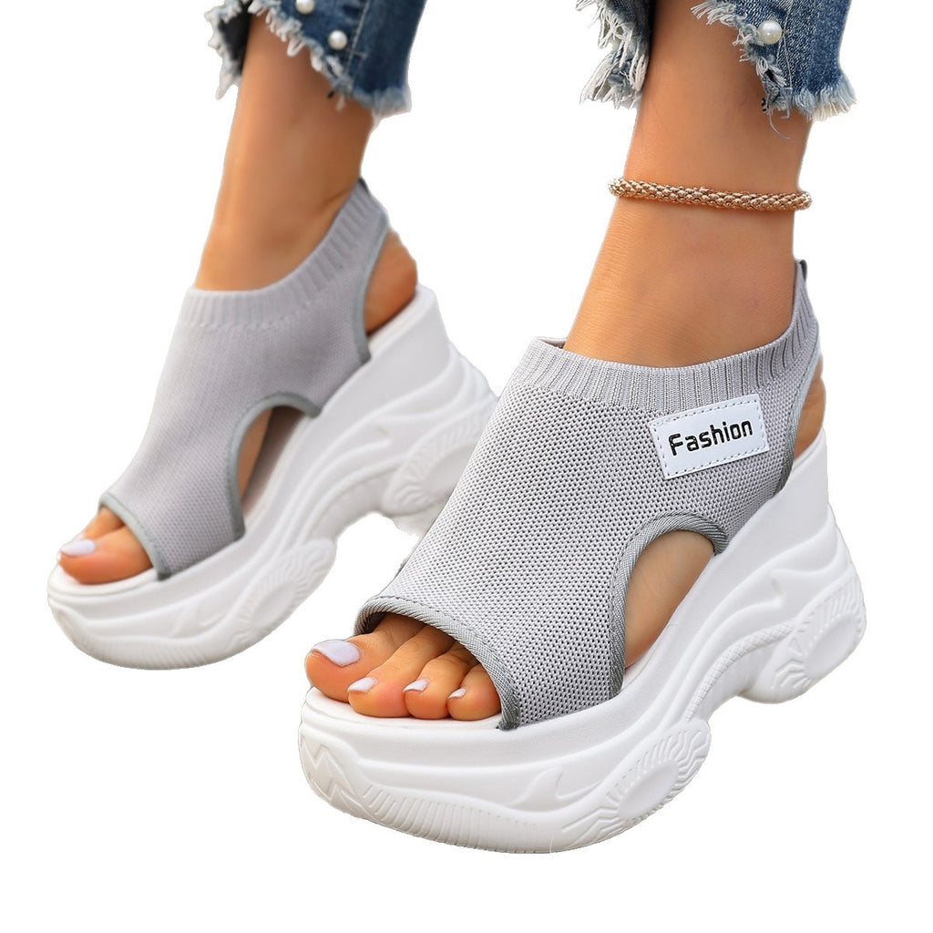 Women's Casual Fish-mouth Chunky Wedge Sandals