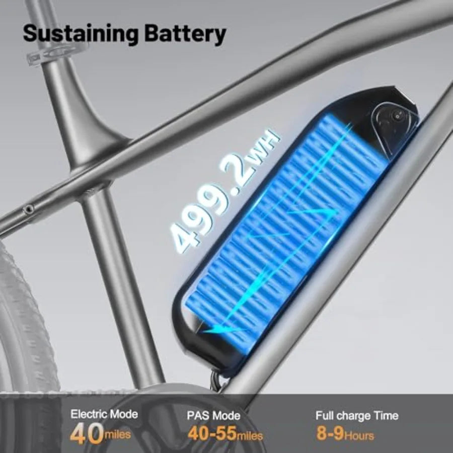 Race 21-Speed Electric Bike for Adults: Aluminum Frame, Matte Black, 750/1200W Peak Power, 22/28MPH Speed, 50/55 Miles Range, F