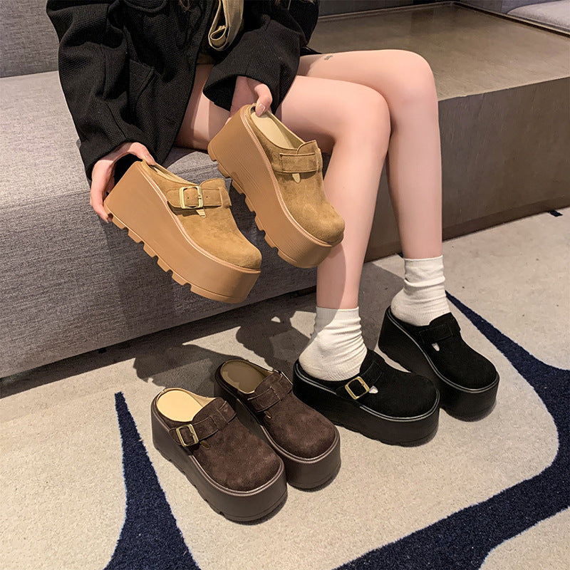 Wedge-toe Closed-toe Women's Outdoor Half Slippers