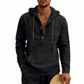 Linen Breathable Casual Mens Long-Sleeve Hooded Shirt