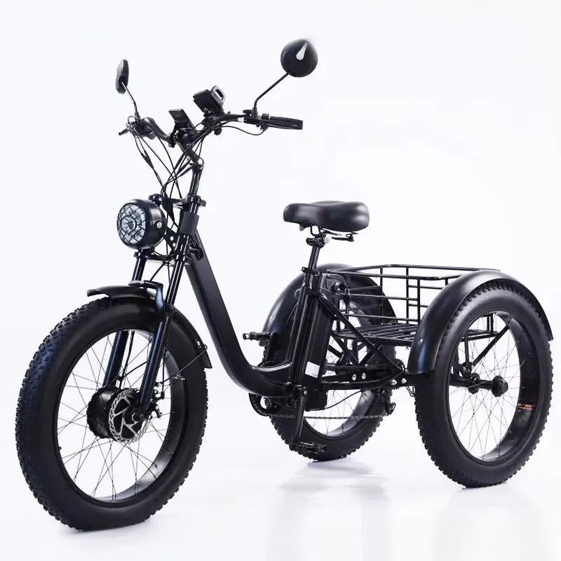 24 Inch Tire Electric Bike 750W 48V Powerful Three-Wheel Cargo Electric Tricycle for Adults and Elderly with Removable