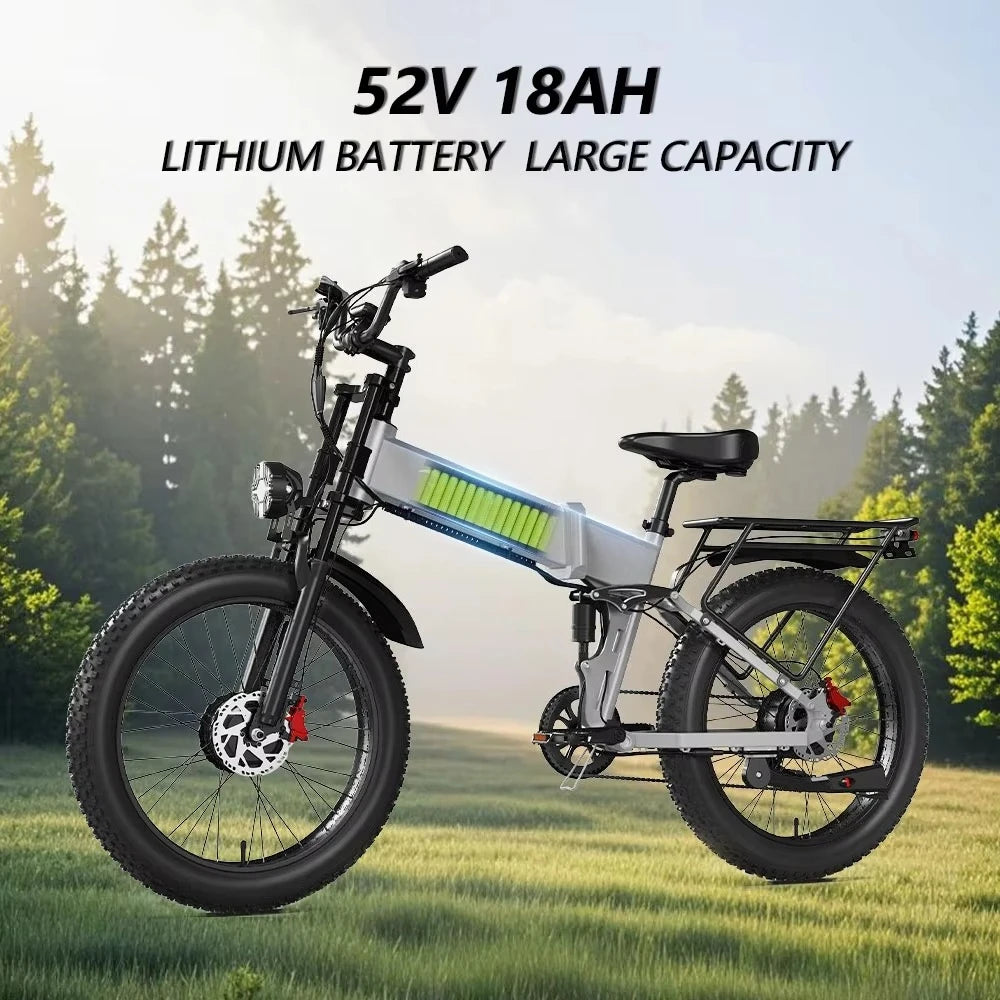 AMYET US Stock Folding Electric Bicycle 750W 52V 24Inch Electric City Bike Foldable Daul Motor Electric Bike