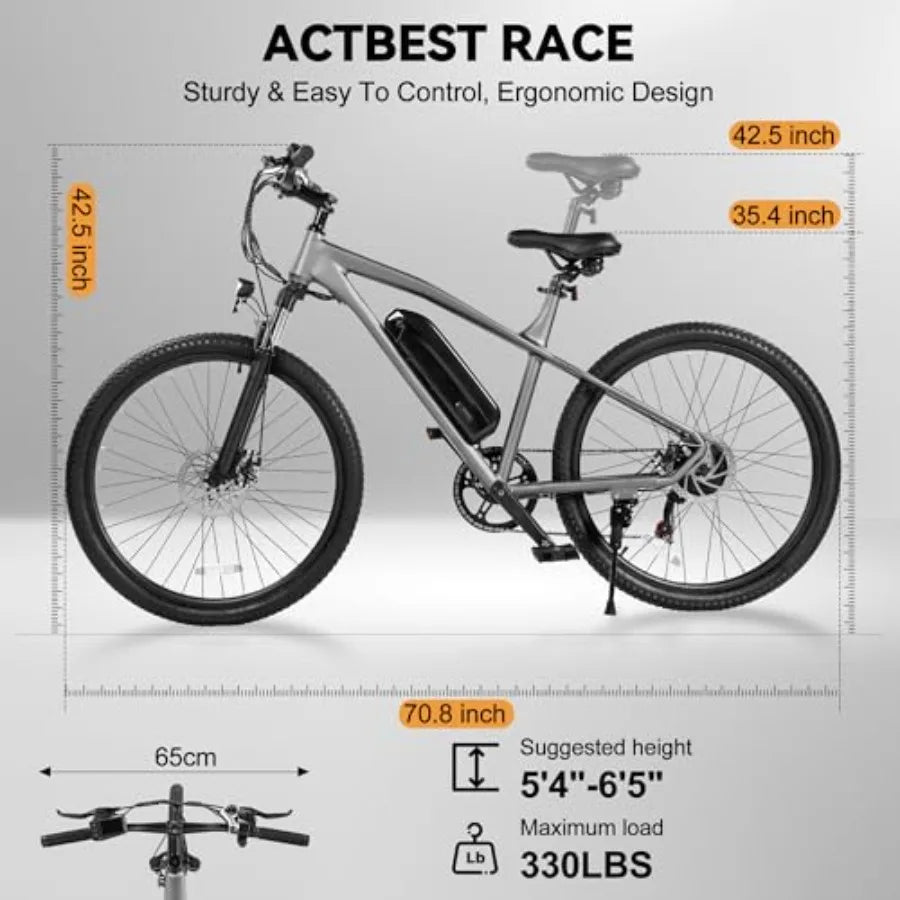 Race 21-Speed Electric Bike for Adults: Aluminum Frame, Matte Black, 750/1200W Peak Power, 22/28MPH Speed, 50/55 Miles Range, F