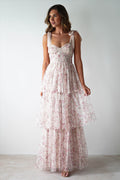 Strapless Backless Cake-Style Floral Print Dress